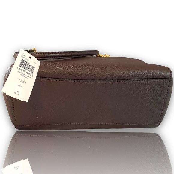 NEW WITH TAGS! Authentic COACH Oxblood Pebble Leather Turnlock Chain Tote Bag! - Picture 11 of 16